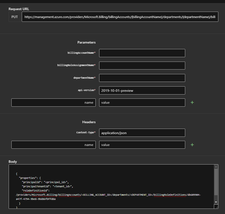 Submit the Department Reader role assignment API request