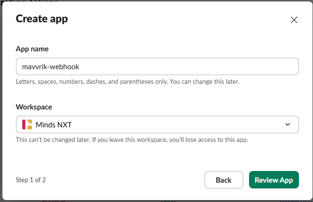 Open the Slack app settings