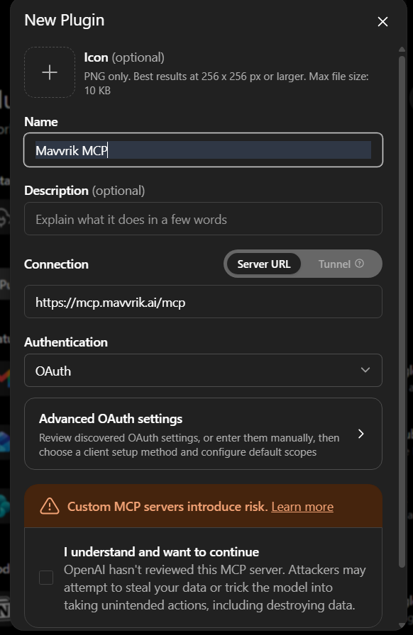 Configure the Mavvrik MCP connector