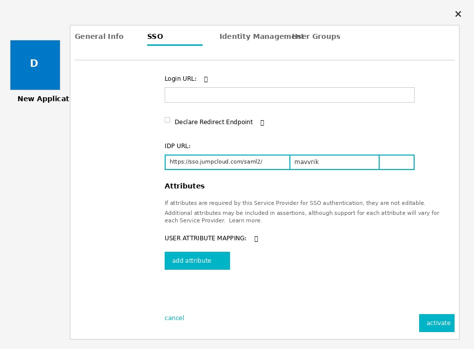 Select groups for the SAML application