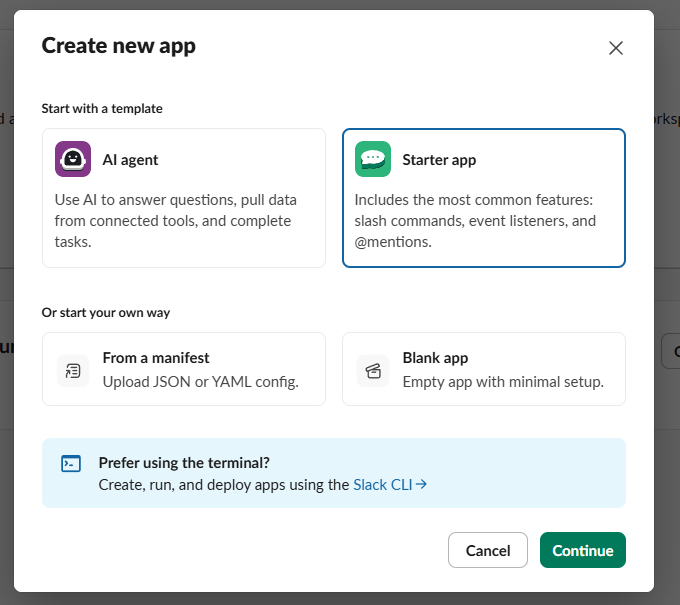 Create a Slack webhook app