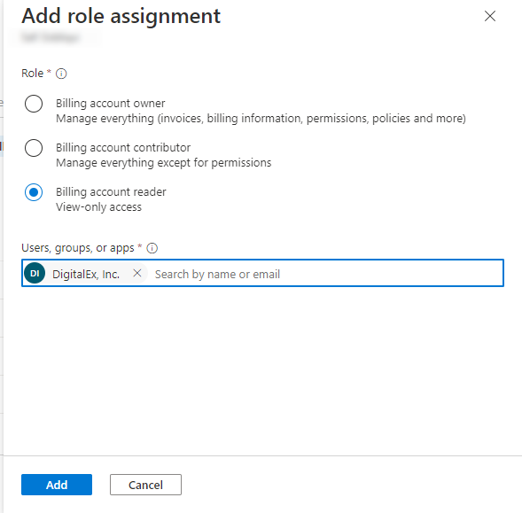 Assign the Billing Account Reader role to the application