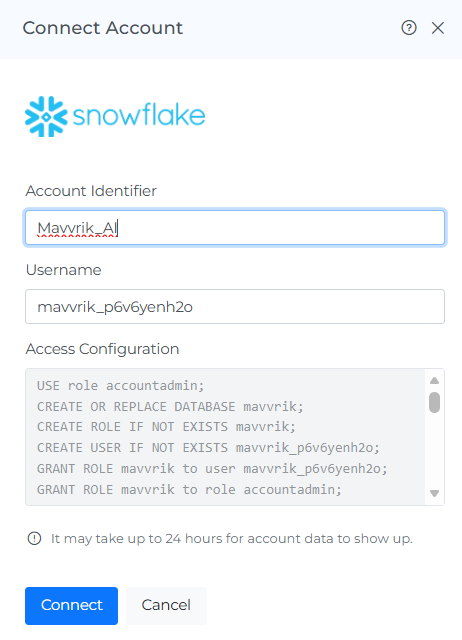 Connect Snowflake in Mavvrik