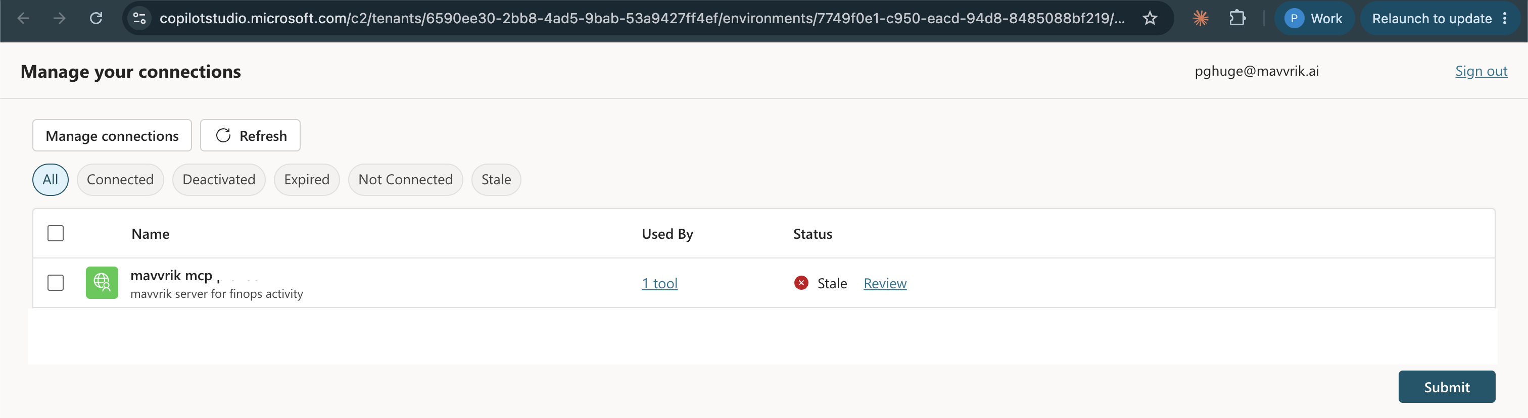Connect Mavvrik MCP to the user account